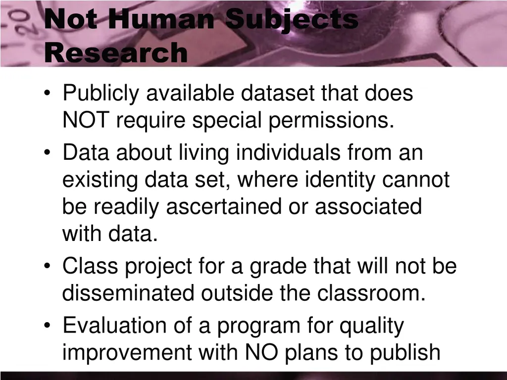 not human subjects research publicly available