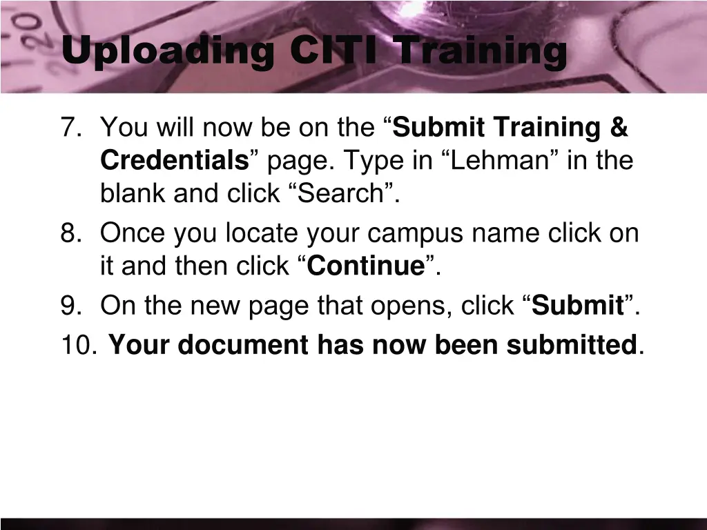 uploading citi training 2