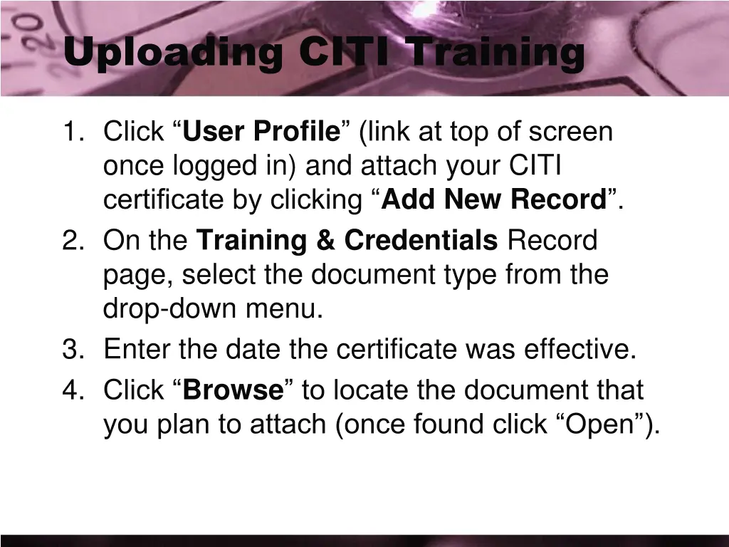 uploading citi training