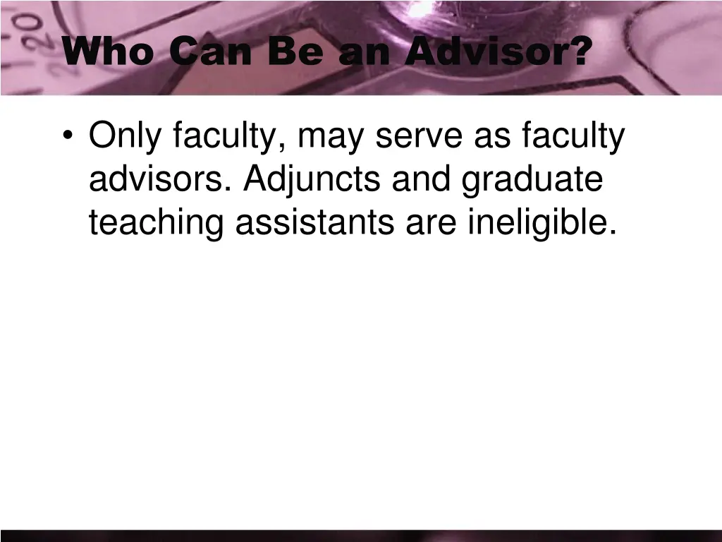 who can be an advisor