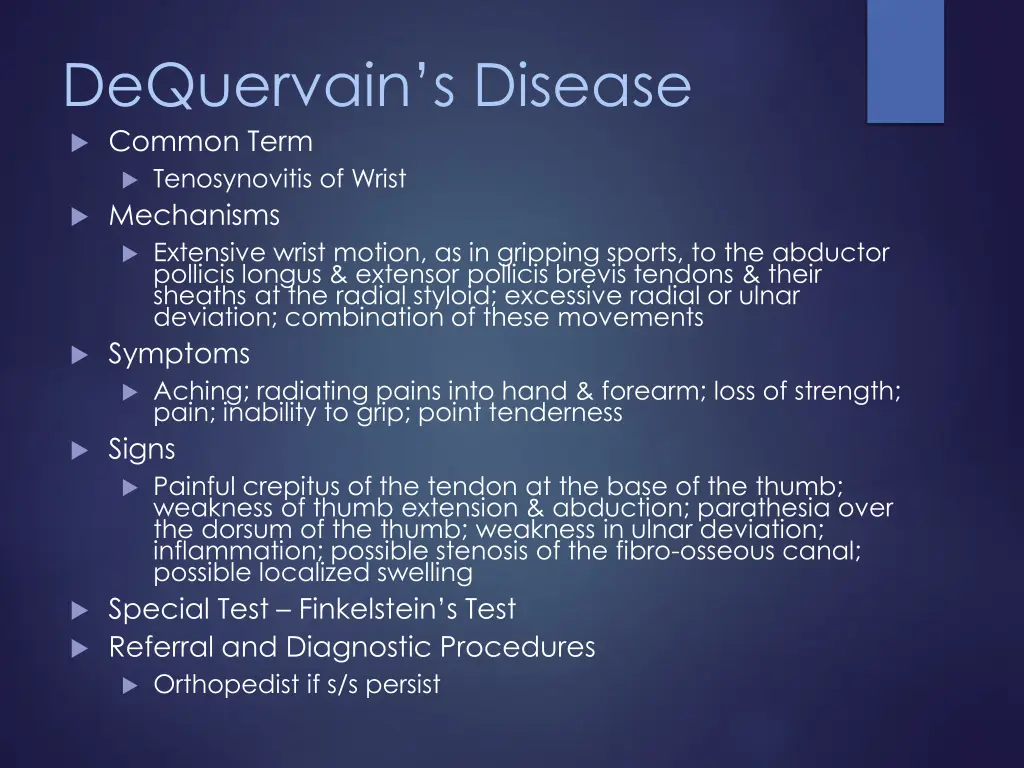 dequervain s disease common term tenosynovitis