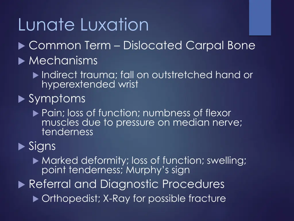 lunate luxation common term dislocated carpal