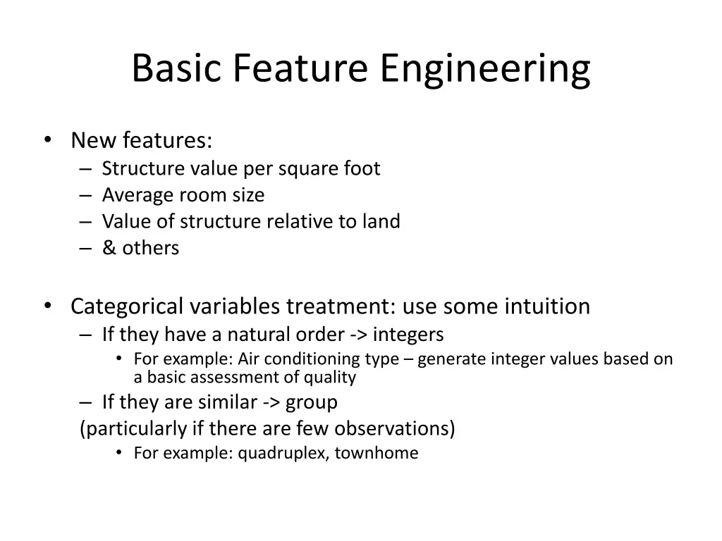 basic feature engineering