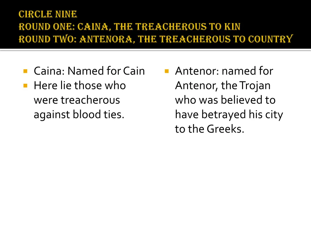 caina named for cain here lie those who were