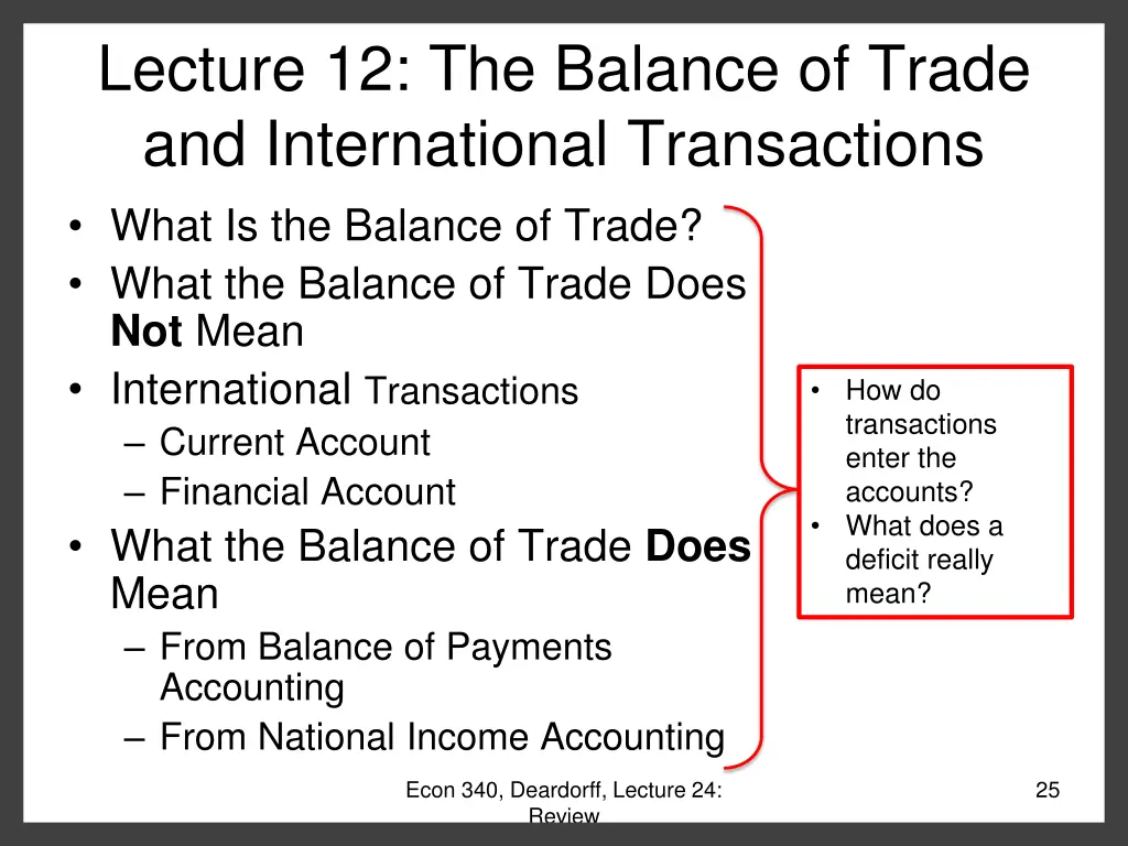 lecture 12 the balance of trade and international