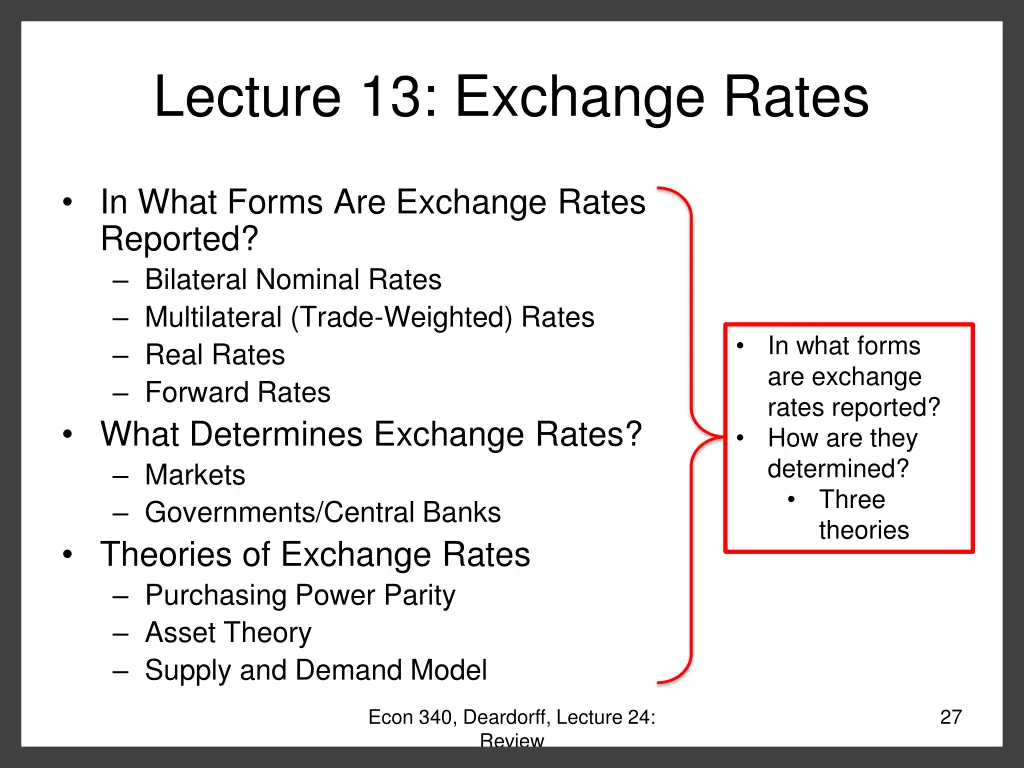 lecture 13 exchange rates