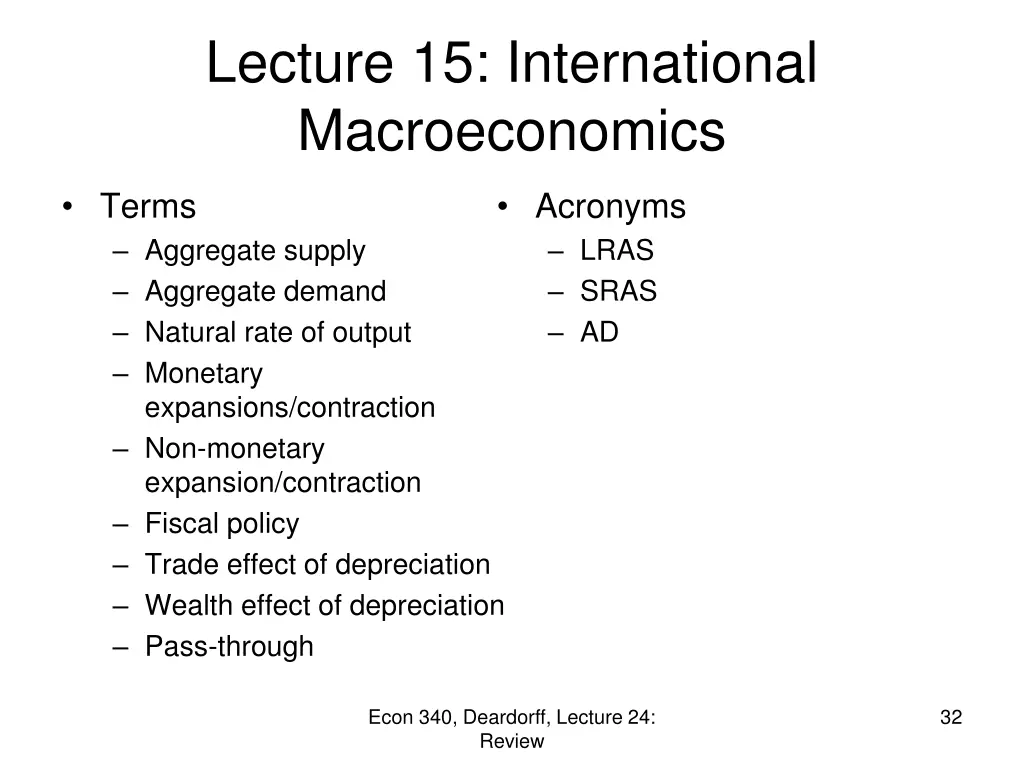 lecture 15 international macroeconomics