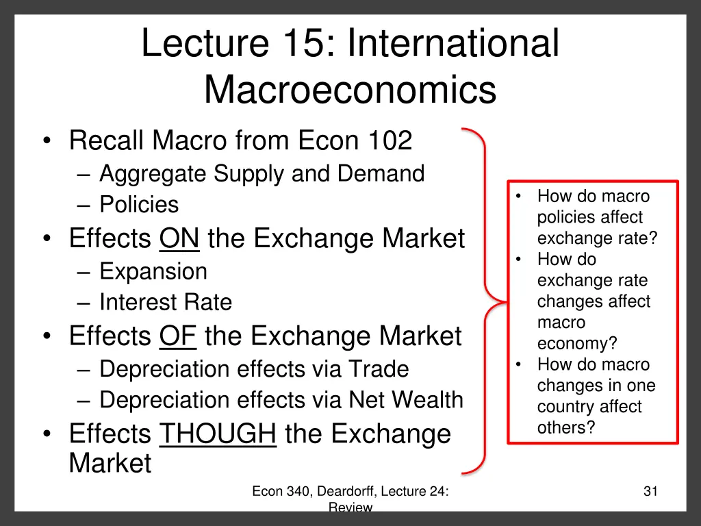 lecture 15 international macroeconomics recall