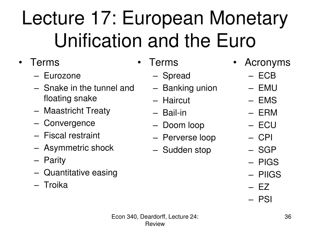 lecture 17 european monetary unification 1