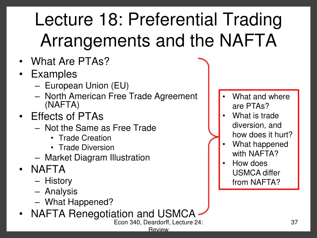 lecture 18 preferential trading arrangements