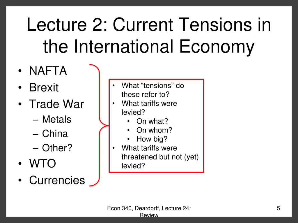 lecture 2 current tensions in the international