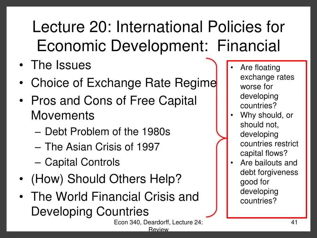 lecture 20 international policies for economic