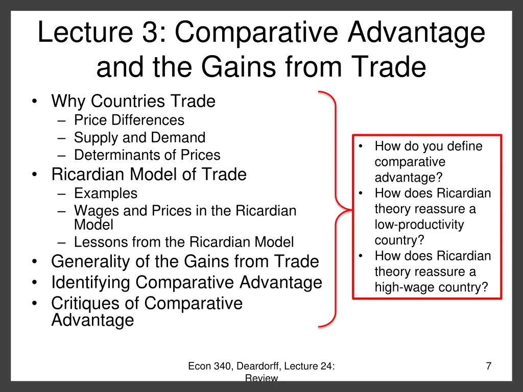 lecture 3 comparative advantage and the gains