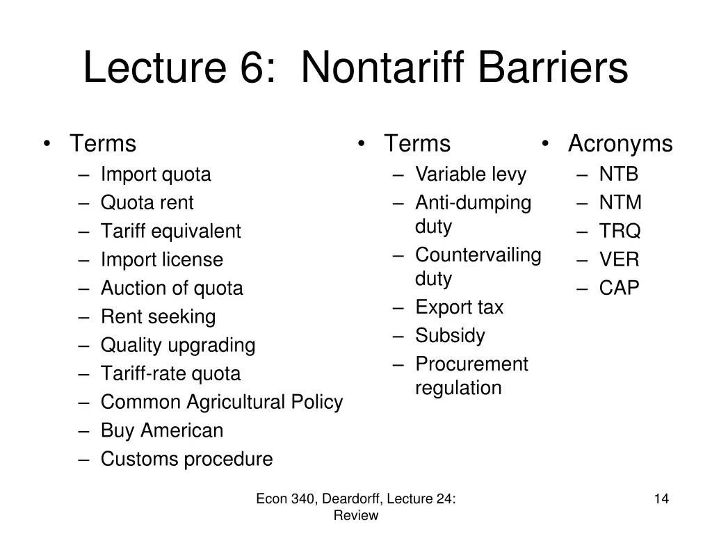 lecture 6 nontariff barriers 1