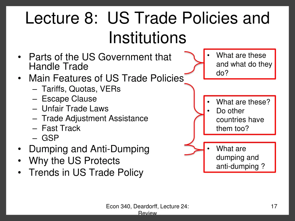 lecture 8 us trade policies and institutions