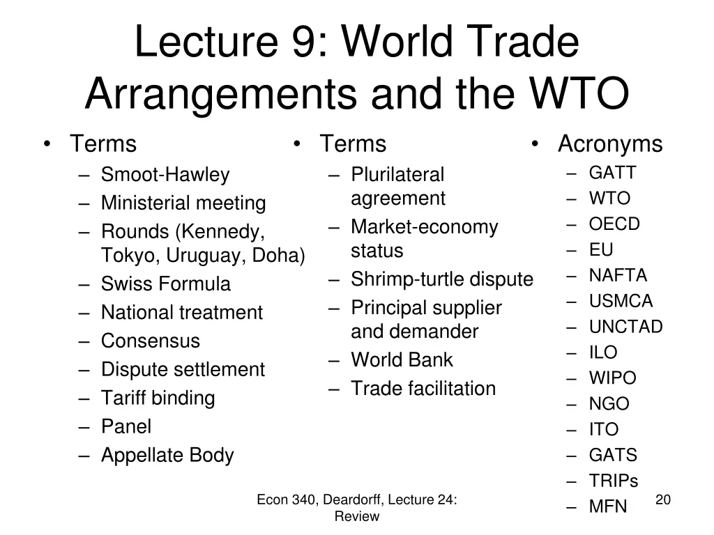 lecture 9 world trade arrangements