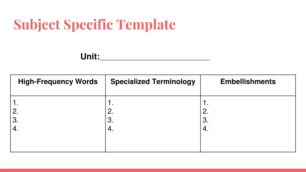 subject specific template 2