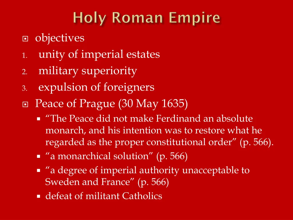 objectives unity of imperial estates military