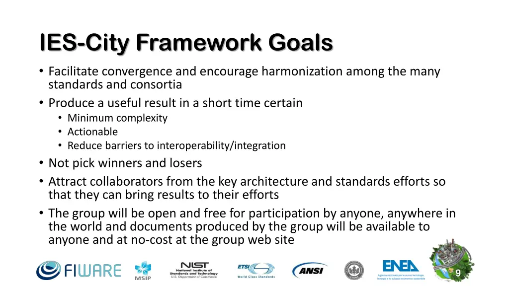 ies city framework goals