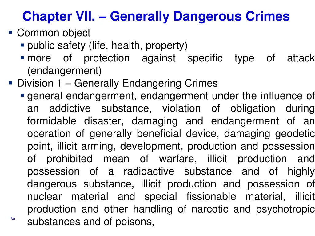 chapter vii generally dangerous crimes common