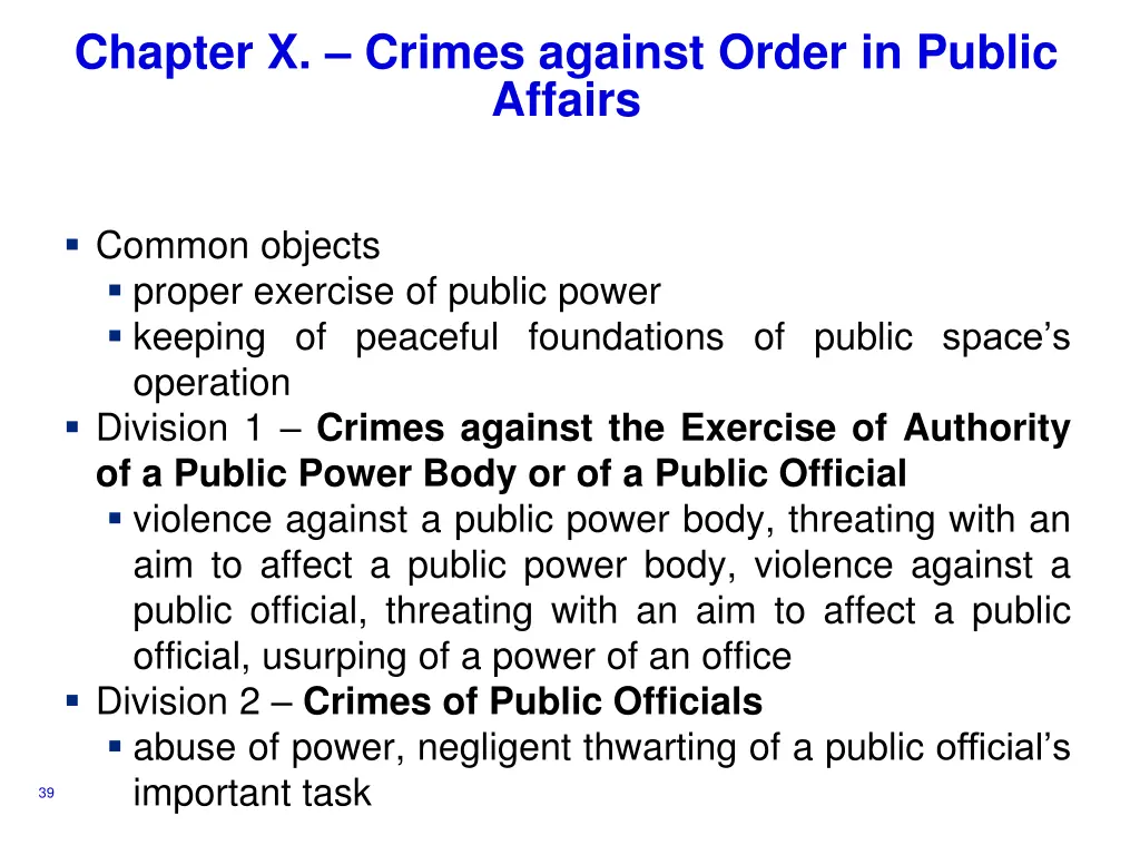 chapter x crimes against order in public affairs