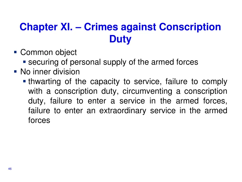 chapter xi crimes against conscription duty