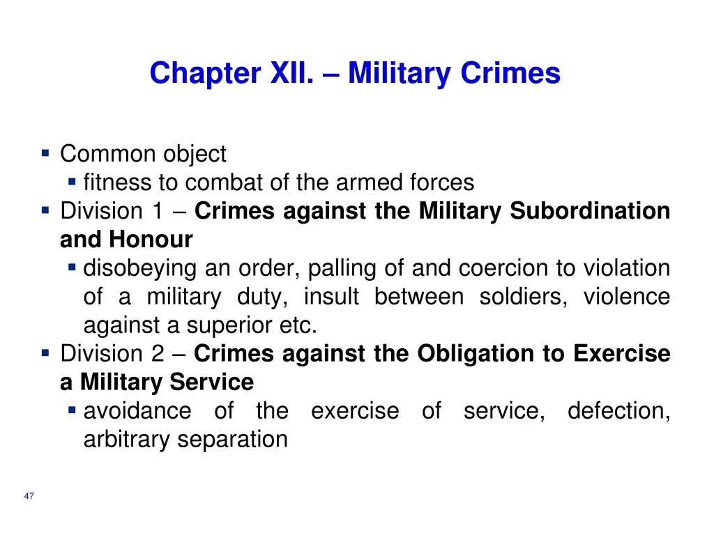 chapter xii military crimes