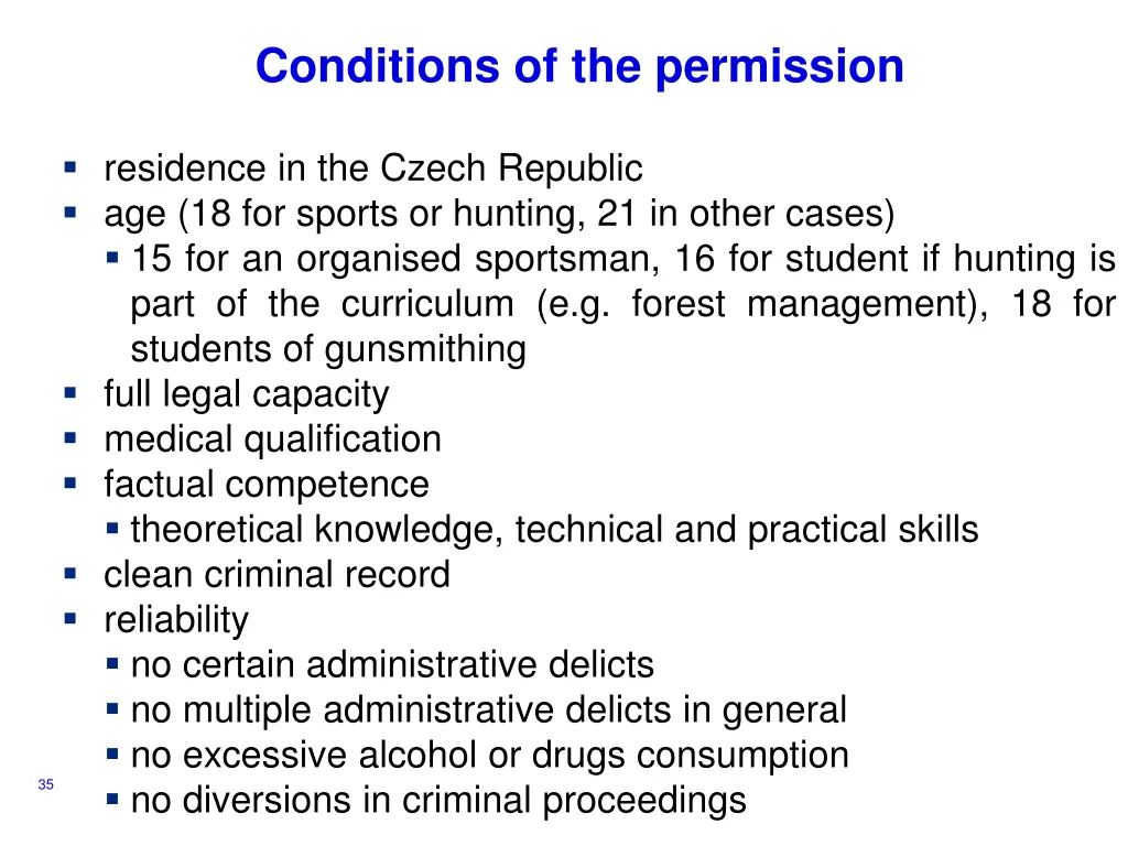 conditions of the permission