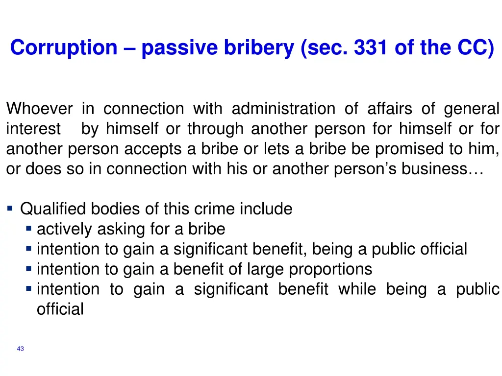 corruption passive bribery sec 331 of the cc