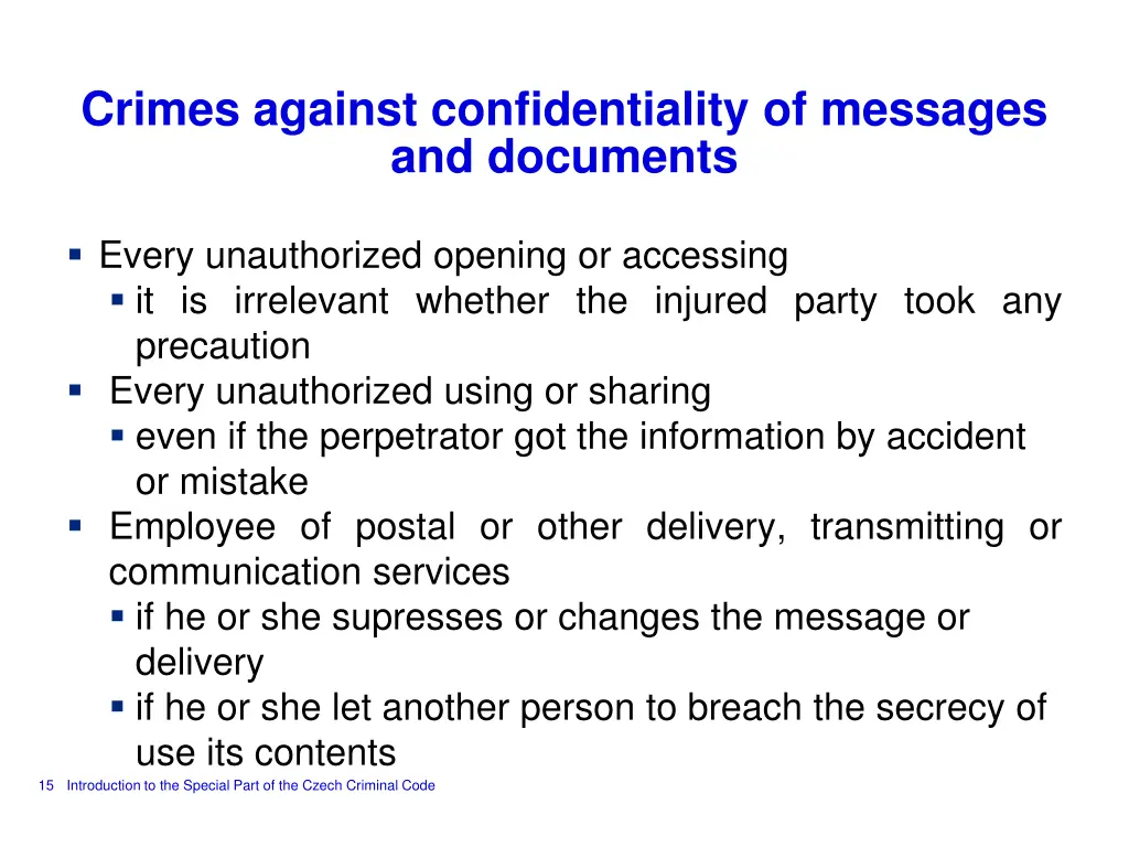 crimes against confidentiality of messages