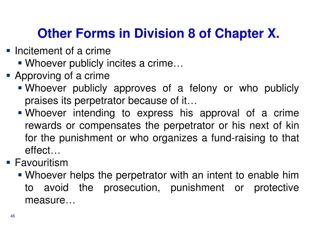 other forms in division 8 of chapter x incitement