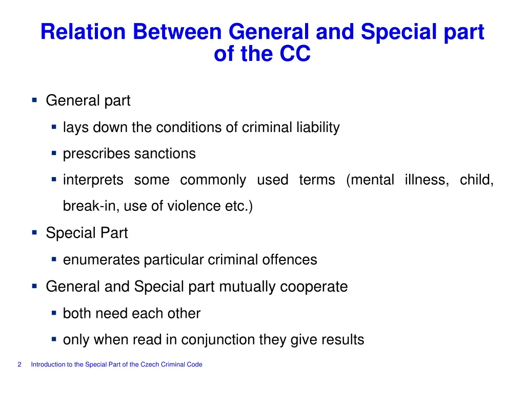 relation between general and special part