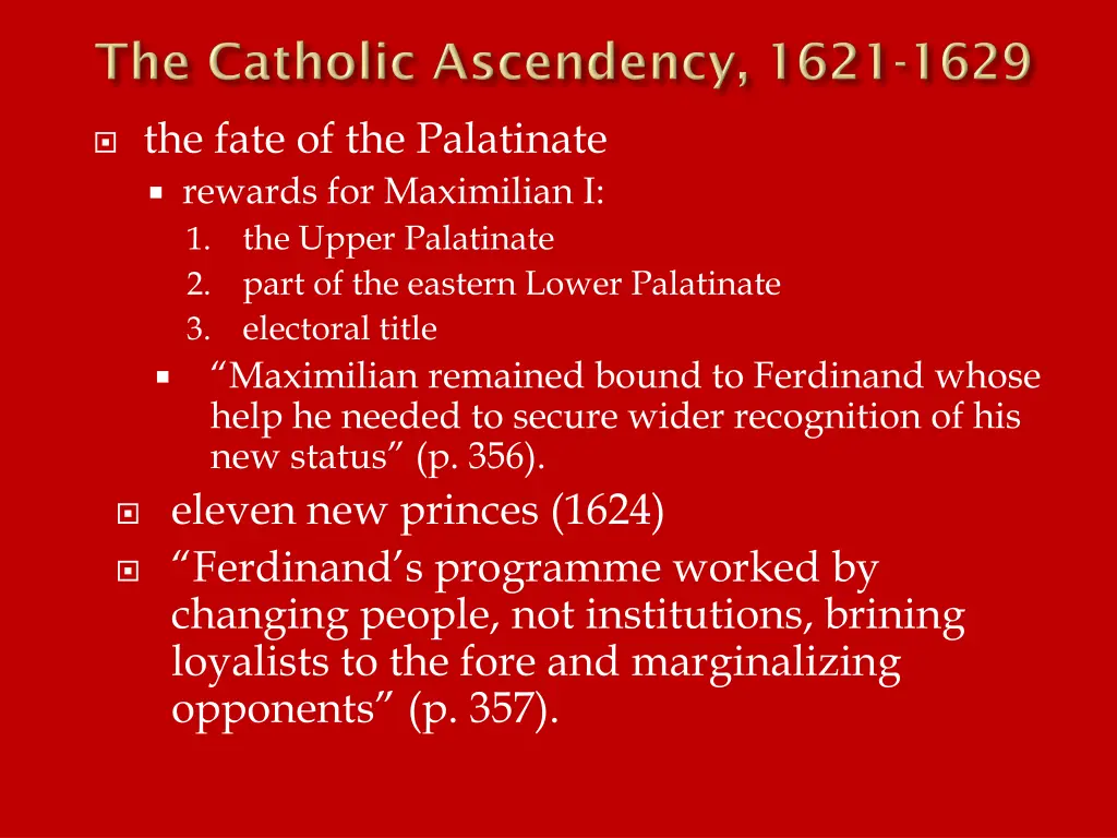 the fate of the palatinate rewards for maximilian