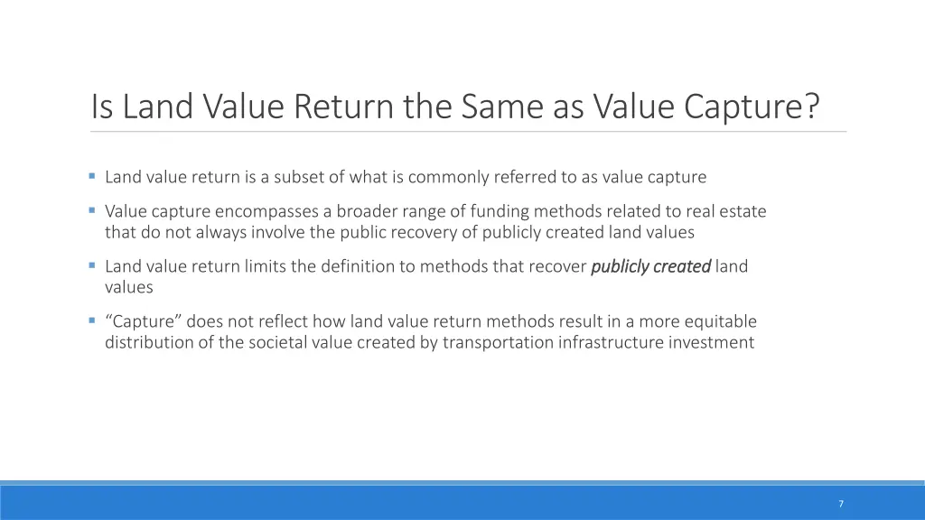 is land value return the same as value capture