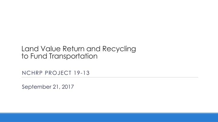 land value return and recycling to fund