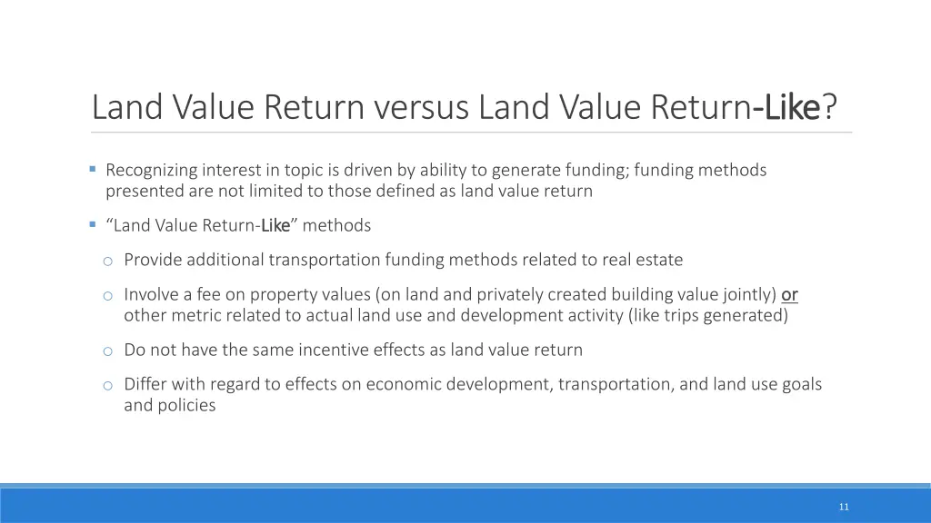 land value return versus land value return like