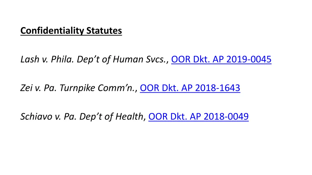 confidentiality statutes