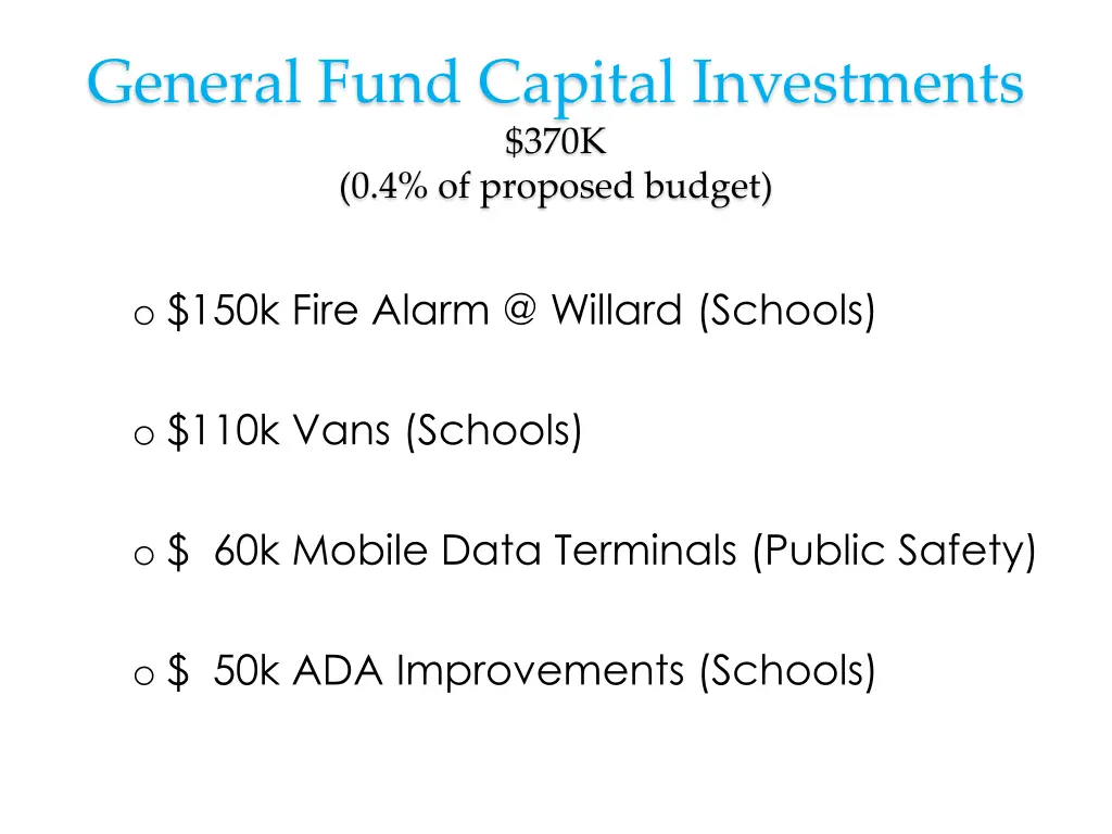 general fund capital investments 370k