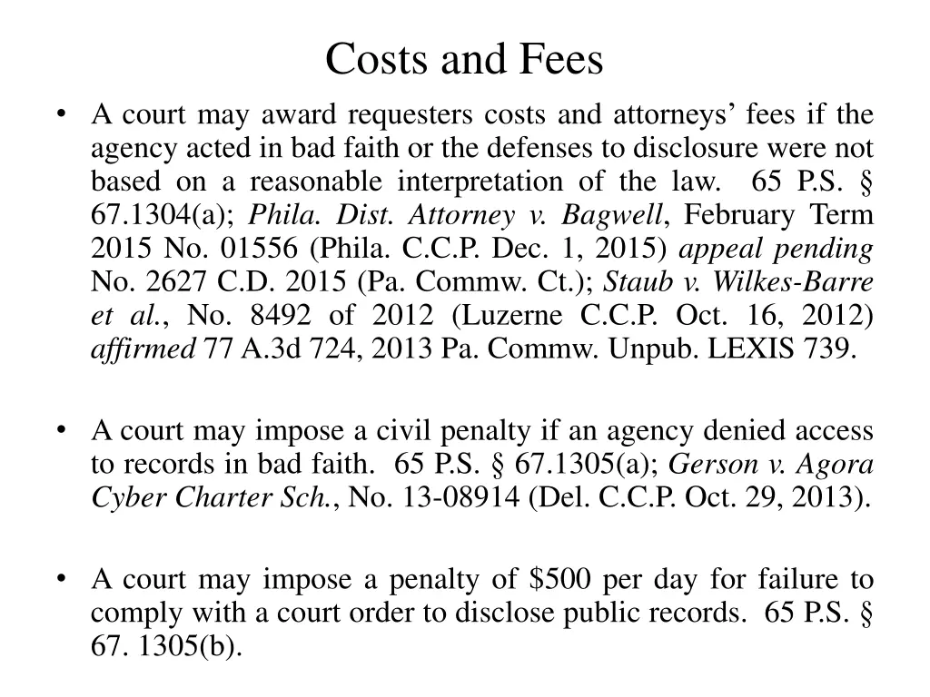 costs and fees