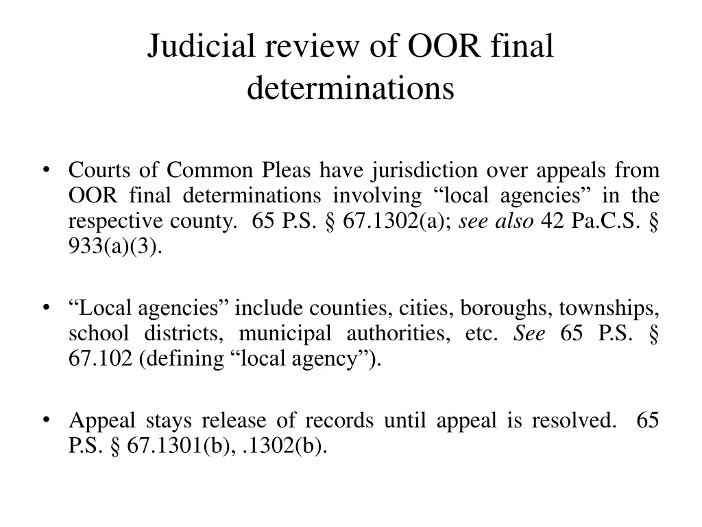 judicial review of oor final determinations 1