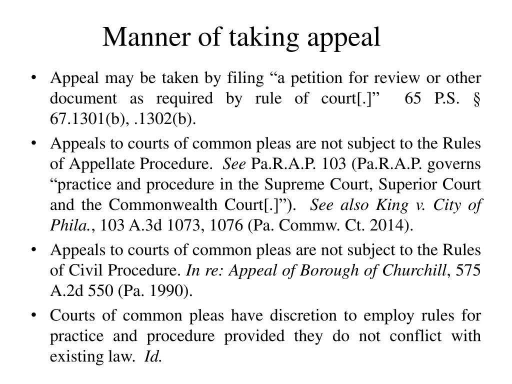 manner of taking appeal