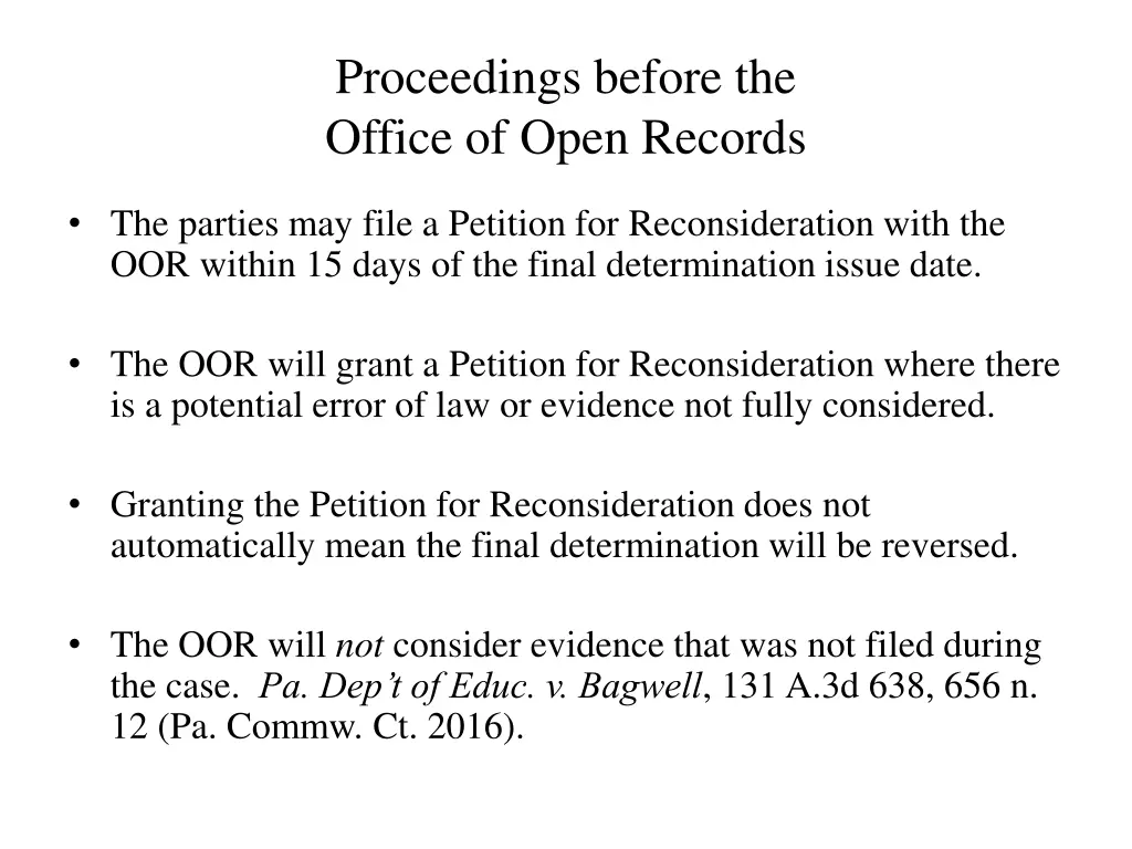 proceedings before the office of open records 10