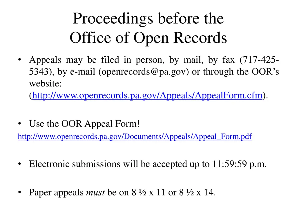 proceedings before the office of open records 2