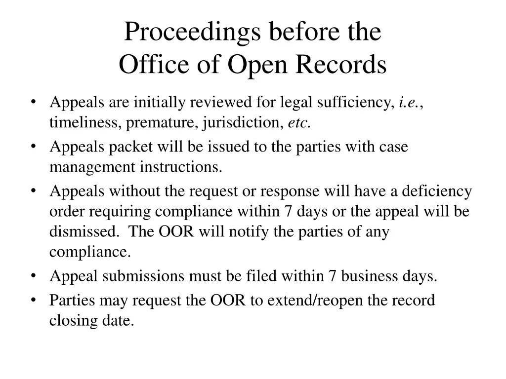 proceedings before the office of open records 3