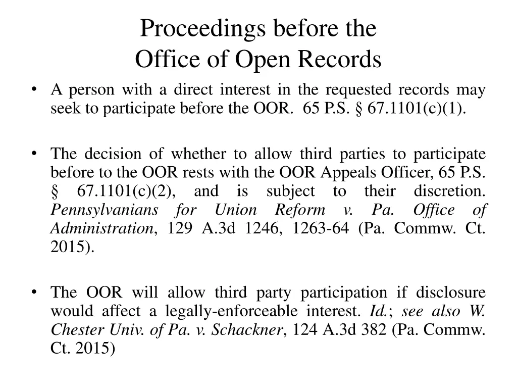 proceedings before the office of open records 4