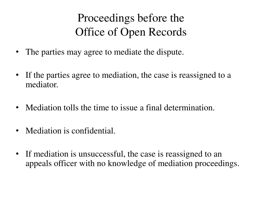 proceedings before the office of open records 5