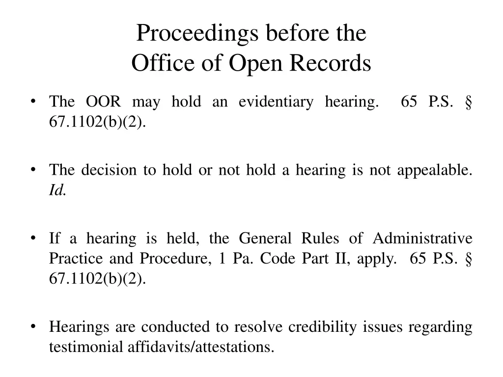 proceedings before the office of open records 8