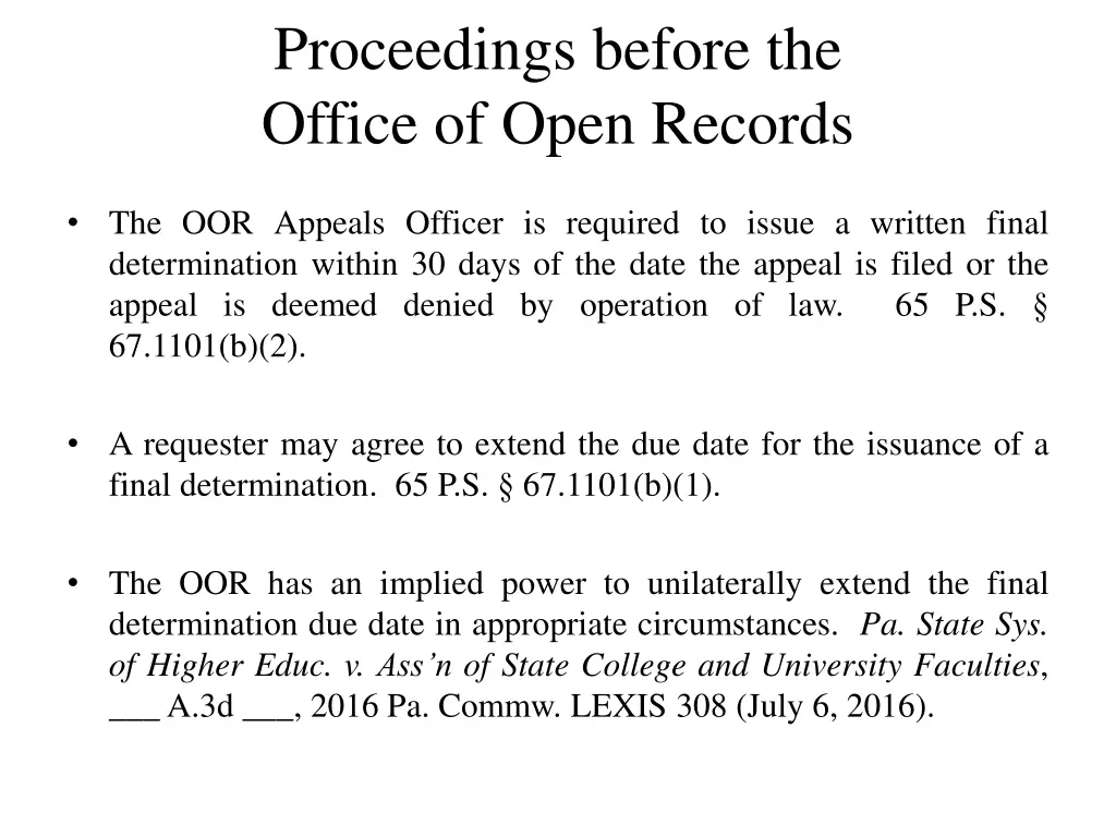 proceedings before the office of open records 9