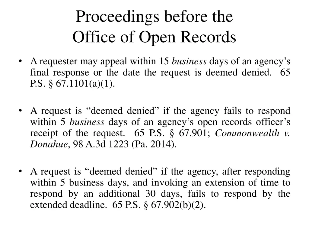 proceedings before the office of open records