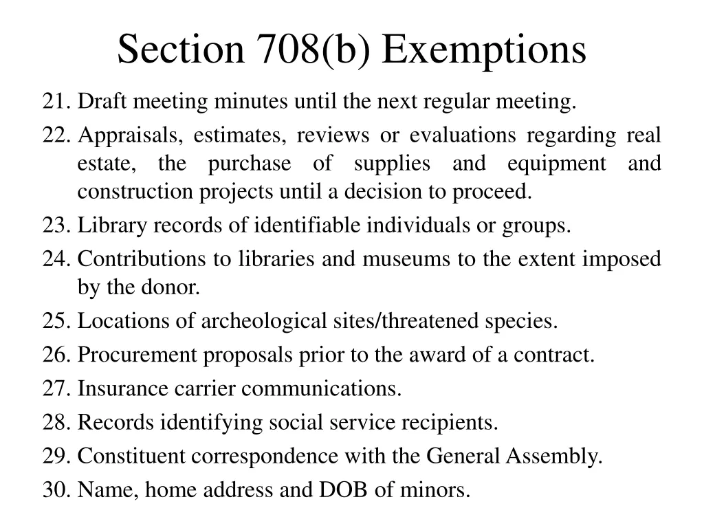 section 708 b exemptions 1